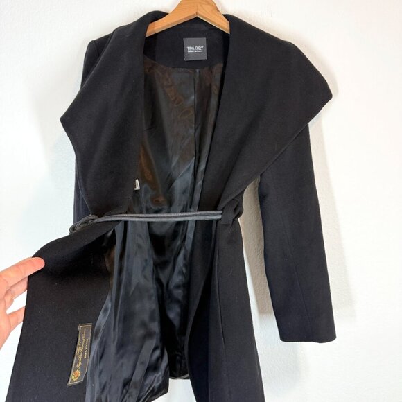 Trilogy Collections Loro Piano Italy Wool Black Coat Portrait Collar USA Made 4 - Picture 5 of 12